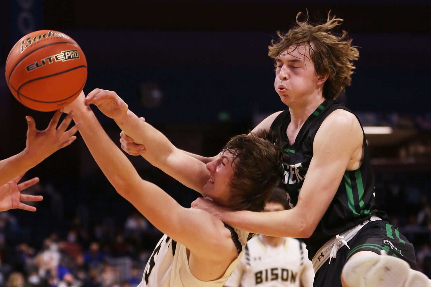 Hunter Stone fights to recover the rebound